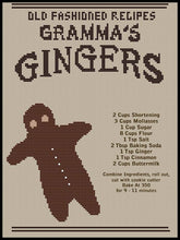 Load image into Gallery viewer, "Gramma's Gingers Recipe Card" -Cross Stitch Pattern- Printed & Mailed