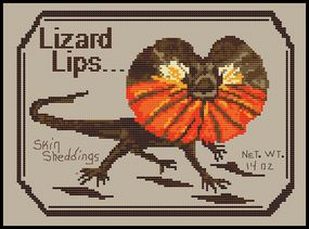 "Lizard Lips" -Cross Stitch Pattern- Printed & Mailed