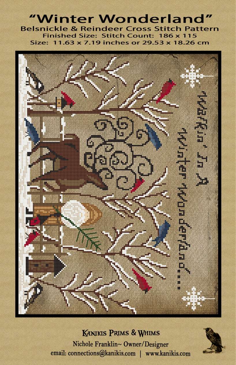 Winter Wonderland- Belsnickle & Reindeer- Cross Stitch Pattern- Printed And Mailed
