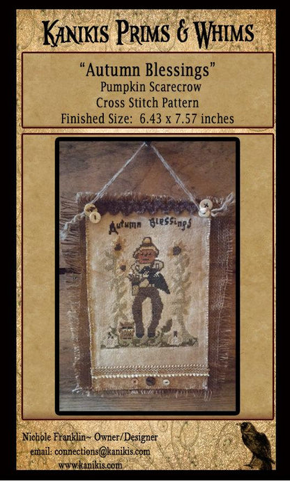Autumn Blessings- Scarecrow- Cross Stitch Pattern- Printed Mailed Version - Kanikis