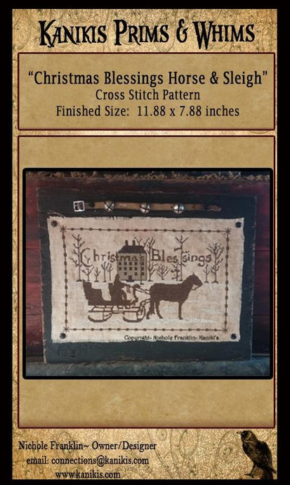 Christmas Blessings Horse And Sleigh-Cross Stitch Pattern- Instant Download - Kanikis