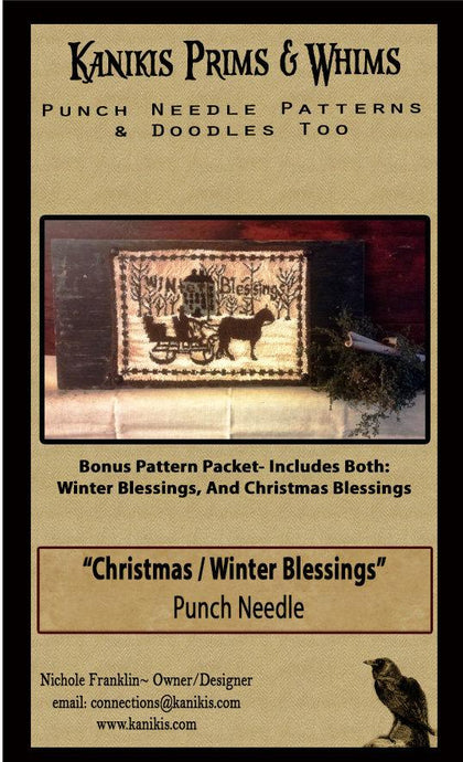 Christmas Blessings Horse And Sleigh-PUNCH NEEDLE PATTERN- Instant Download - Kanikis
