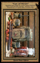 Load image into Gallery viewer, Eye Of Newt- Apothecary Label- Cross Stitch Pattern Packet- INSTANT DOWNLOAD - Kanikis
