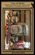 Load image into Gallery viewer, Eye Of Newt- Apothecary Label- Cross Stitch Pattern Packet- INSTANT DOWNLOAD - Kanikis