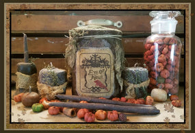 Eye Of Newt- Apothecary Label- Cross Stitch Pattern Packet- PRINTED & MAILED - Kanikis