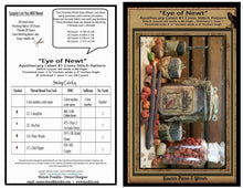 Load image into Gallery viewer, Eye Of Newt- Apothecary Label- Cross Stitch Pattern Packet- PRINTED & MAILED - Kanikis