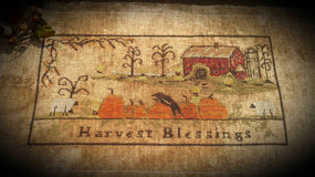 Harvest Blessings- Cross Stitch Pattern- Candle Mat Runner- Mailed Version - Kanikis