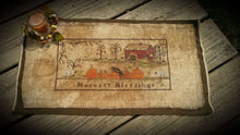 Load image into Gallery viewer, Harvest Blessings- Cross Stitch Pattern- Candle Mat Runner- Mailed Version - Kanikis