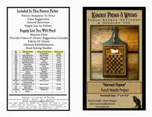 Load image into Gallery viewer, Harvest Thyme Checkerboard -PUNCH NEEDLE PATTERN--Printed And Mailed- Pattern Only - Kanikis