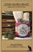 Load image into Gallery viewer, Little Quaker Motif- Coffee Can Project- Cross Stitch- PRINTED AND MAILED - Kanikis