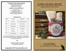 Load image into Gallery viewer, Little Quaker Motif- Coffee Can Project- Cross Stitch- PRINTED AND MAILED - Kanikis