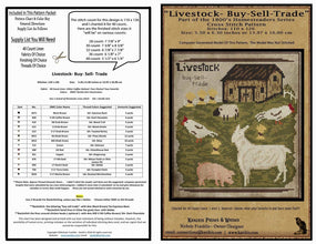 Livestock- Buy-Sell-Trade-1800's Series- Cross Stitch- PRINTED AND MAILED - Kanikis