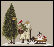 Load image into Gallery viewer, "Olde World Santa In White" -Cross Stitch Pattern- Printed & Mailed