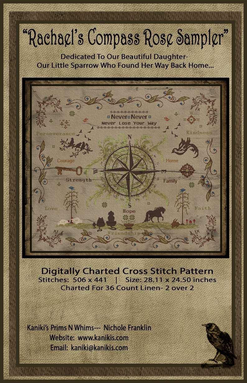 Rachael's Compass Rose Sampler- Cross Stitch Pattern- Instant Download - Kanikis