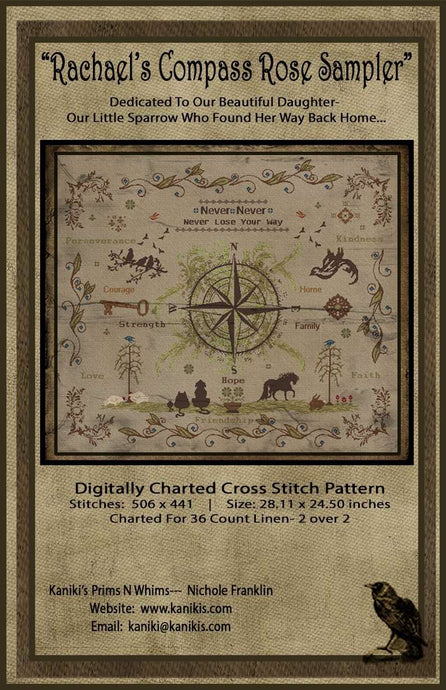 Rachael's Compass Rose Sampler- Cross Stitch Pattern- Mailed Version - Kanikis