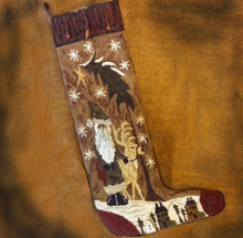 Load image into Gallery viewer, Santa & Friends- Full Sized Stocking- Punch Needle Pattern- Printed Mailed Version - Kanikis
