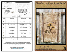 Sunflower Feed- Seed Sack Packet- Cross Stitch-Printed And Mailed - Kanikis