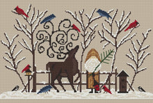 Load image into Gallery viewer, Winter Wonderland- Belsnickle & Reindeer- Cross Stitch Pattern- Printed And Mailed - Kanikis