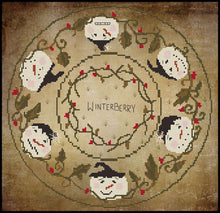 Load image into Gallery viewer, WinterBerry Snowmen- Candle Mat-Cross Stitch Pattern Packet- INSTANT DOWNLOAD - Kanikis
