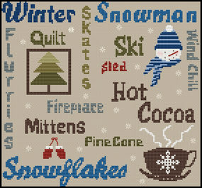 "Wintery Word Play" -Cross Stitch Pattern- Printed & Mailed