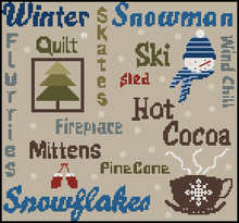 Load image into Gallery viewer, "Wintery Word Play" -Cross Stitch Pattern- Instant Download