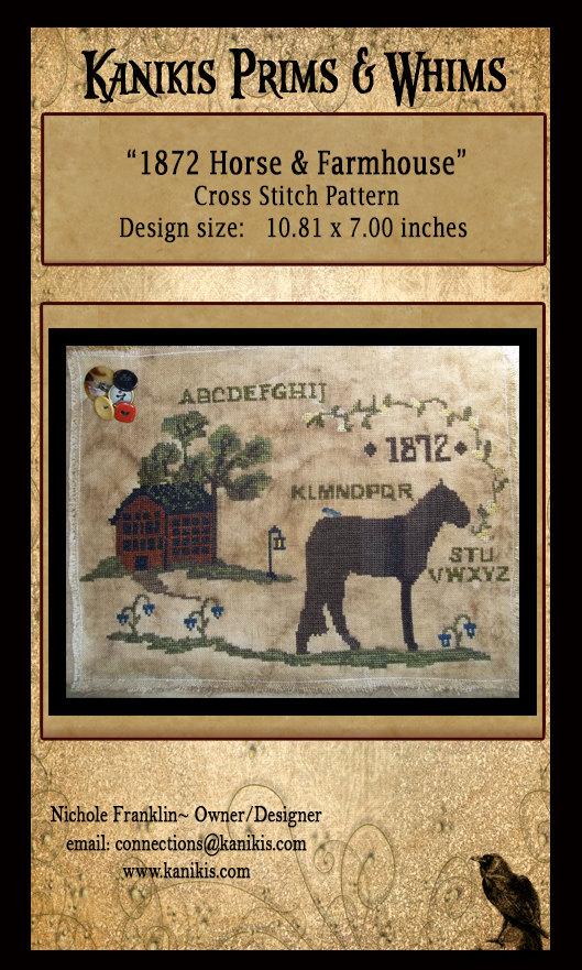 1872 Horse & Farmhouse- Cross Stitch Pattern- Mailed Version - Kanikis
