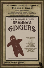 Load image into Gallery viewer, &quot;Gramma&#39;s Gingers Recipe Card&quot; -Cross Stitch Pattern- Instant Download
