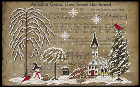 "Little White Church-Winter" -Cross Stitch Pattern- Printed & Mailed