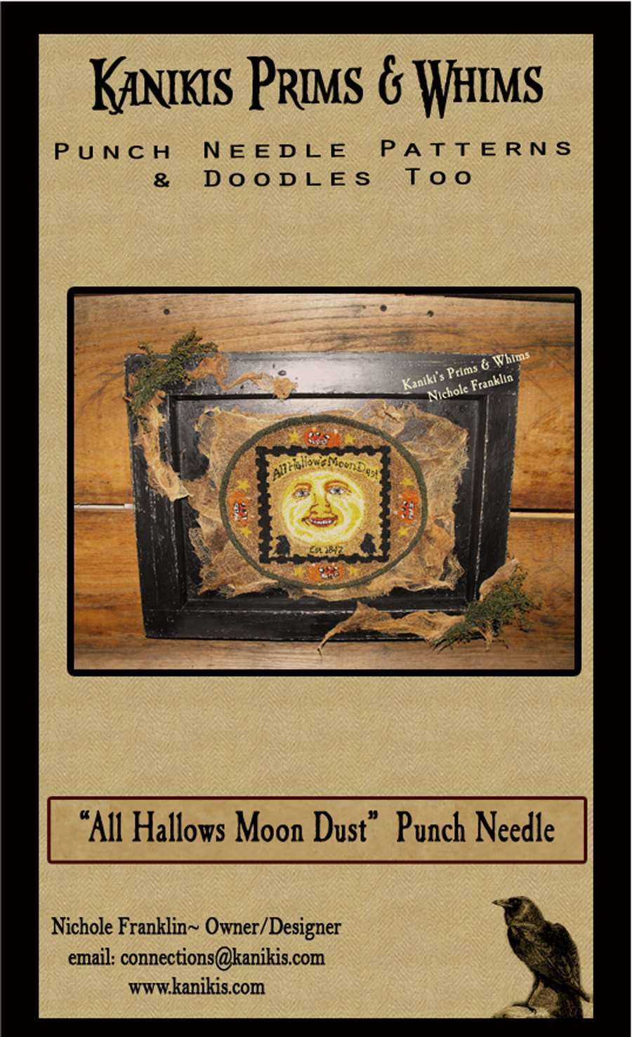 All Hallows Moon Dust- Halloween Moon- Punch Needle Pattern- Printed Mailed Version - Kanikis