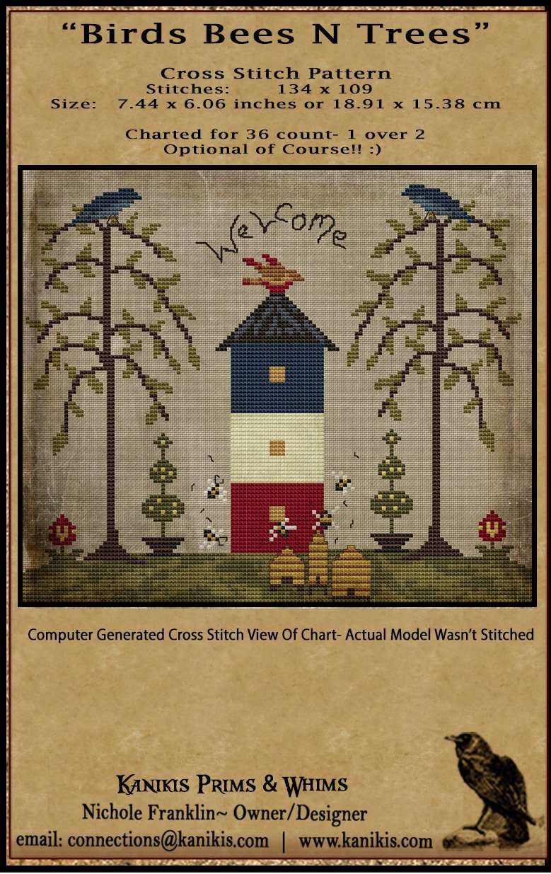 Birds Bees N Trees- Cross Stitch- PRINTED AND MAILED - Kanikis