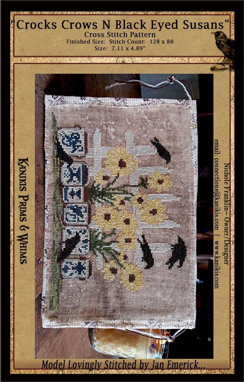 Crocks, Crows, N Black Eyed Susan's -Cross Stitch Pattern- Printed And Mailed - Kanikis