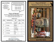 Load image into Gallery viewer, Eye Of Newt- Apothecary Label- Cross Stitch Pattern Packet- INSTANT DOWNLOAD - Kanikis
