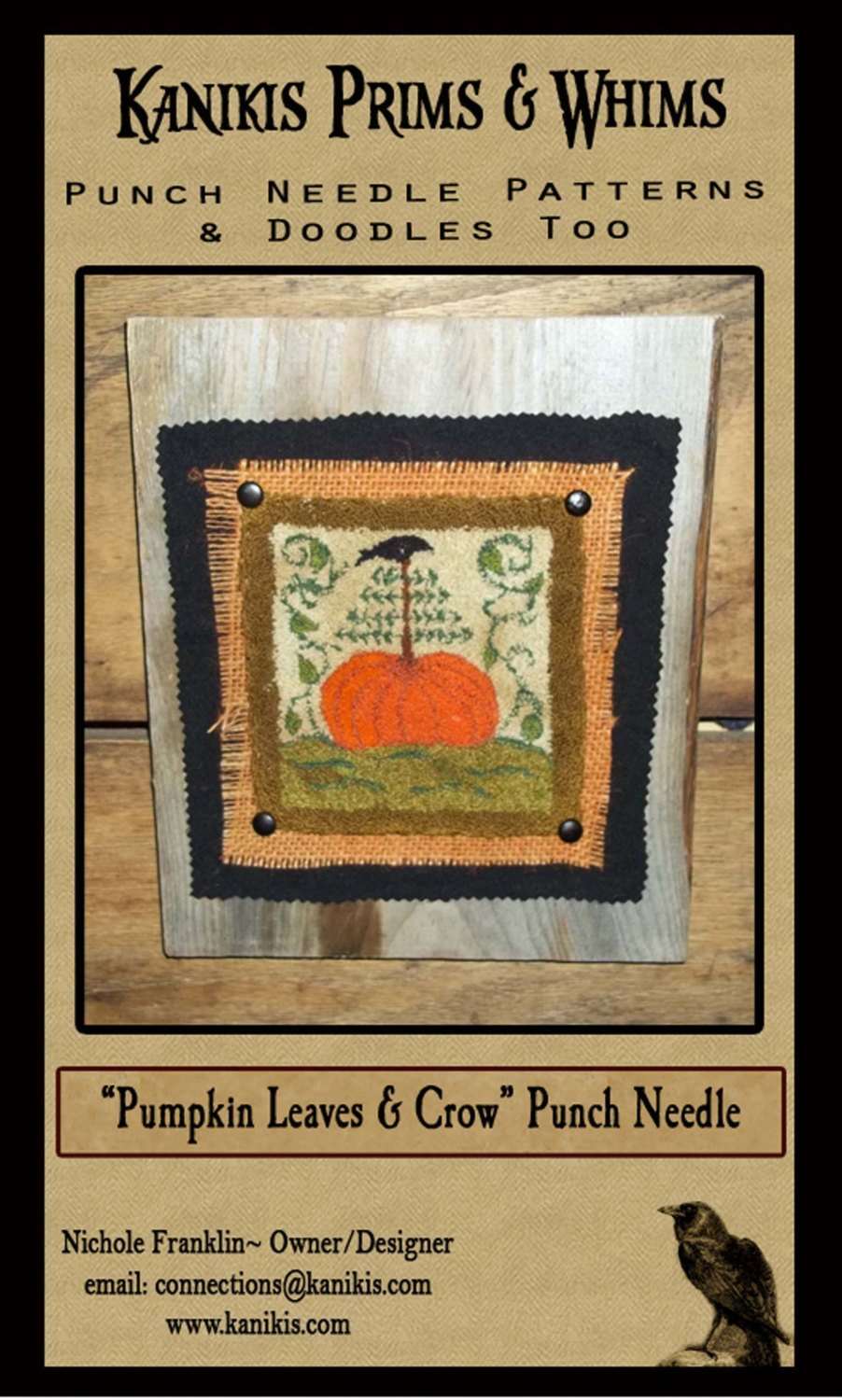 Fall Pumpkin- Leaves- Crow Punch Needle -Instant Download - Kanikis