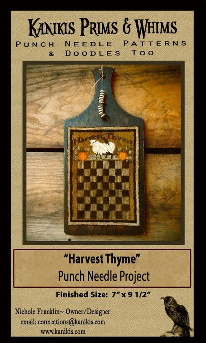 Harvest Thyme Checkerboard -PUNCH NEEDLE PATTERN--Instant Download - Kanikis