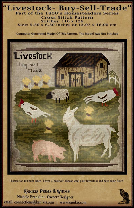 Livestock- Buy-Sell-Trade-1800's Series- Cross Stitch- INSTANT DOWNLOAD - Kanikis