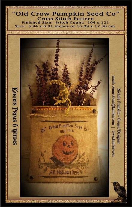 Old Crow Pumpkin Seed Co- Cross Stitch Pattern- Digital Version - Kanikis