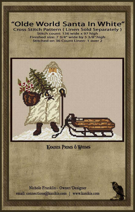 Olde World Santa In White- Cross Stitch Pattern- INSTANT DOWNLOAD - Kanikis