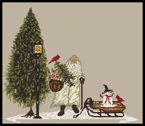 "Olde World Santa In White" -Cross Stitch Pattern- Printed & Mailed