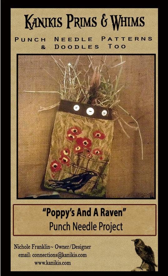 Poppy's & A Raven- Punch Needle Pattern- Digital Version - Kanikis