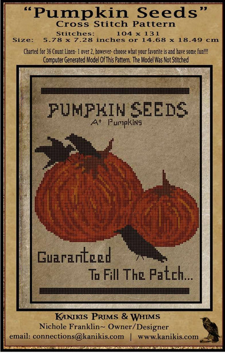 Pumpkin Seeds- Cross Stitch- PRINTED AND MAILED - Kanikis