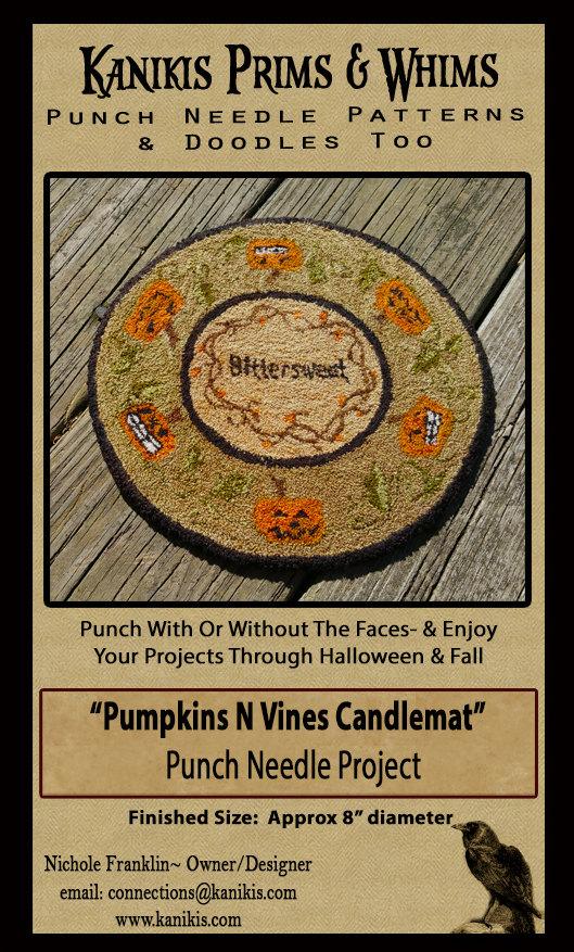 Pumpkins N Vines- Punch Needle Pattern- Candle Mat- Digital Version - Kanikis
