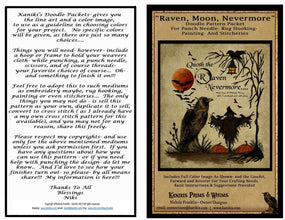 Raven, Moon, Nevermore- Punch Needle- Doodle Pattern Packet -Instant PDF Download - Kanikis