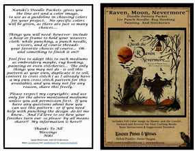 Raven, Moon, Nevermore- Punch Needle- Doodle Pattern Packet -Mailed Version - Kanikis