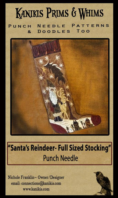 Santa & Friends- Full Sized Stocking- Punch Needle Pattern- Printed Mailed Version - Kanikis