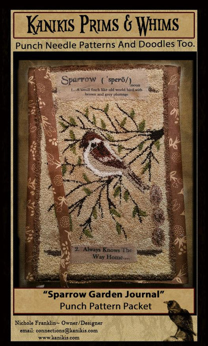 Sparrow Garden Journal- Punch Needle Pattern- Instant Download - Kanikis