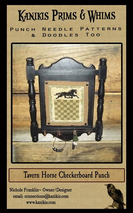 Tavern Horse Checkerboard Punch Needle Pattern- Instant Download - Kanikis