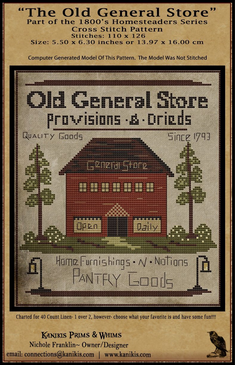 The Old General Store-1800's Series- Cross Stitch-PRINTED AND MAILED - Kanikis