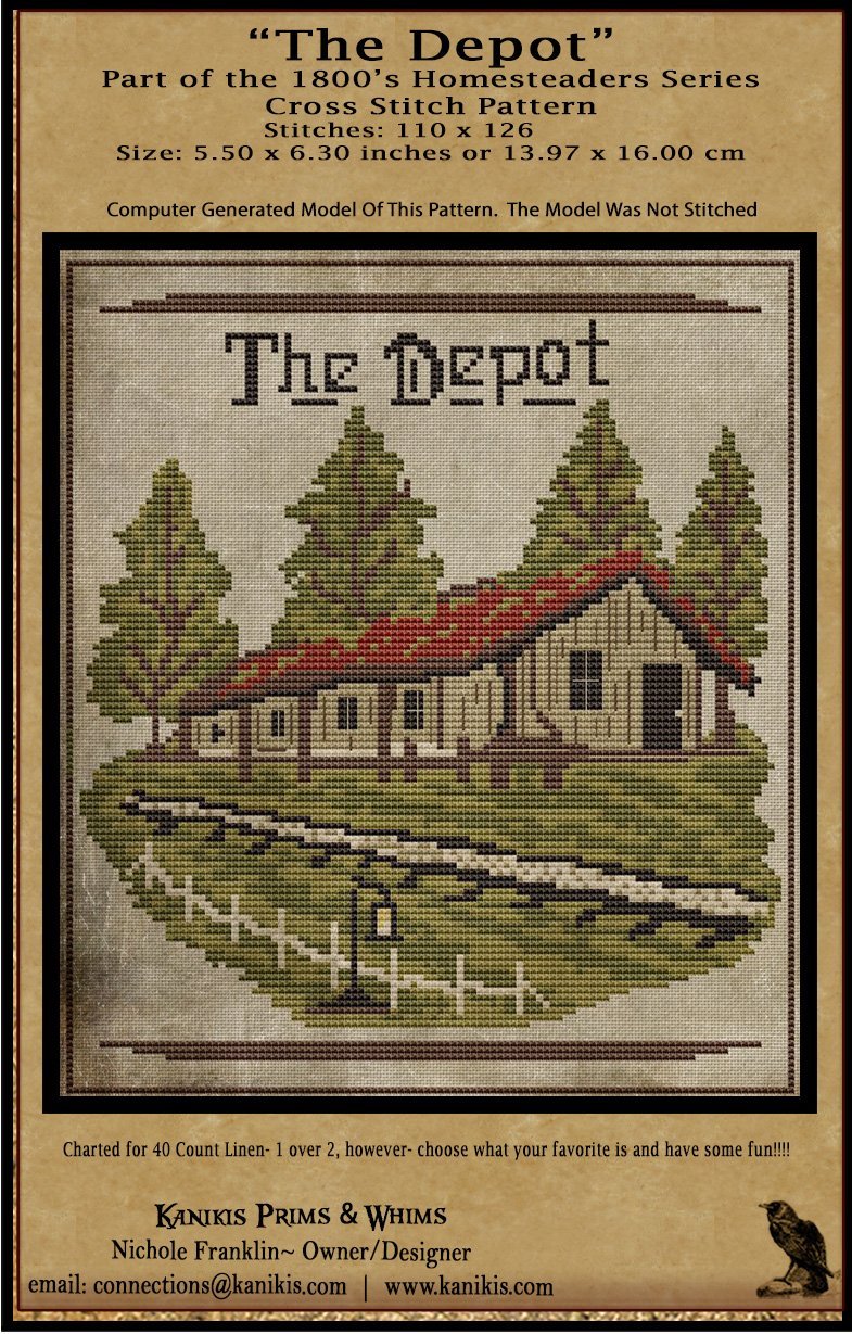 The Old Train Depot-1800's Series- Cross Stitch- PRINTED AND MAILED - Kanikis