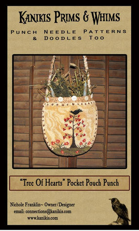 Tree Of Hearts- Pocket Pouch- Punch Needle Pattern- Instant Download - Kanikis