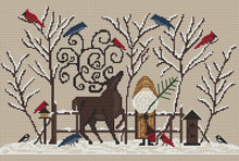 Load image into Gallery viewer, Winter Wonderland- Belsnickle &amp; Reindeer- Cross Stitch Pattern- Printed And Mailed - Kanikis
